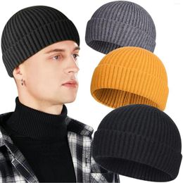 Berets Winter Warm Unisex Wool Beanies Caps Fisherman Hat For Men Short Knit Watch Cap Cuffed Trawler Hats Hip Hop Bonnet