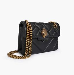 Kurt Geiger London Kensington Mini Black Gold/Silver Chains Bags for Women Luxury Real Leather Cross Body Handbags