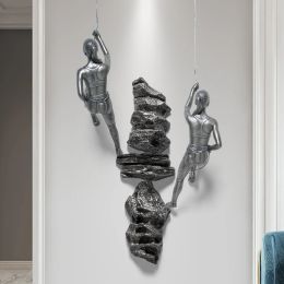 Sculptures The Climber People Resin Climbing Women Wall Hanging Decoration Industrial Style Art Sculpture Figures Statue Resin Decor