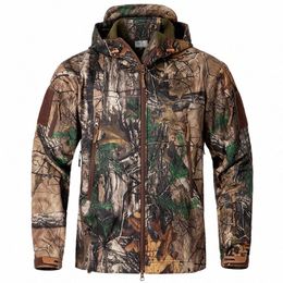 men's Silent Soft Shell Camoue Tactical Jacket Waterproof Warm Fleece Hunting Jackets Outdoor Hiking Military Hooded Coat a3da#