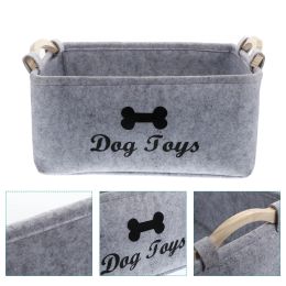 Toys Felt Storage Box Storage Tank Toys Felt Storage Box Wooden Handle Square Storage Box Multipurpose Felt Basket Organiser Dog