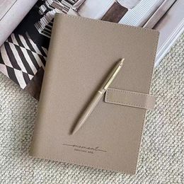 A5 Binder Pu Leather Notebook Journal Diary Looseleaf Planner hard shell Business Office Notepad Stationery custom metal buckle 240311