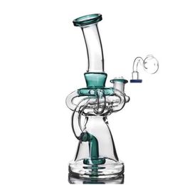 8.2inchs Recycler Dab Rigs Oil Bong Thick Glass Hookahs Shisha Smoking Pipe Beaker With 14mm banger