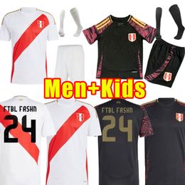 2024 Peru LAPADULA TAPIA FLORES Soccer Jerseys CUEVA GUERRERO FARFAN ABRAM LORES Football Shirts National Team Home White Away Short Sleeve Uniforms 2025 MEN KIDS