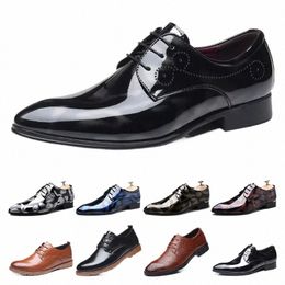 Top Herren Leder Dr Schuhe Britischer Druck Navy Bule Black Brow Oxfords Flache Büro Party Hochzeit Runde Zehe Fi A2ui #