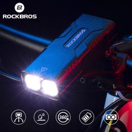 ROCKBROS 2T6 LED Bicycle Light 10W 10000 mAh Bike Front Lamp Flashlight Cycling Equipment Headlight Super Bright Flashlight 240322