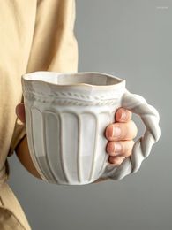 Mugs Design Inspired Embossed Home Personalised Ceramic Creative Coffee Cups Drinking Vintage