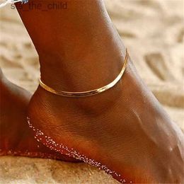 Anklets Stainless steel snake chain womens ankle bracelets summer beach gold-plated ankle bracelets fashion jewelry direct shipping wholesaleC24326