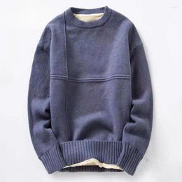 Men's Sweaters Autumn Winter Velvet Thickened O-neck Sweater Fashion Warm Loose Casual High Street Pullovers Men Tops Male Clothes