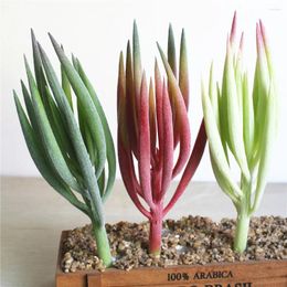 Decorative Flowers Green Red White Flocking Large Artificial Succulents Plants Home Garden Table Decoration Fake Height 23cm Diameter 6.5cm