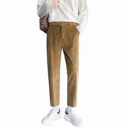 corduroy Men's Pants Straight Slim 4 Color Spring New Fi Korean Versi Trousers Comfortable Male Brand Clothing U0u7#