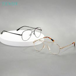 Men Women Double Bridge Eyeglasses Metal Full Rim Pilot Glasses Frame With Spring Hinge For Prescription Lenses 240313