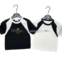 Letters Embroidered Tees Women Luxury Knitted Top Short Sleeve Knits T Shirt Casual Style Pullovers