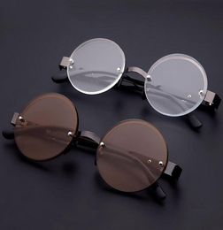 Sunglasses Retro Round Antifatigue Reading Glasses Women Men TeaClear Lens Glass Presbyopia Frame Diopter 10406540036