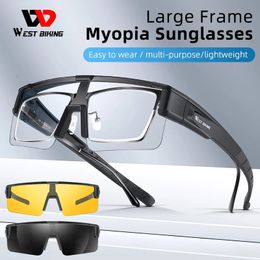 WEST BIKING Myopia Glasses Cover Sunglasses Polarized Goggles Outdoor Driving AntiUV Pochromic Cycling for Men Women 240314