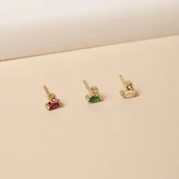 Stud Earrings Minimal Delicate Dainty Mini Small CZ Earring Multi Piercing White Green Red Marquise Eye Tiny