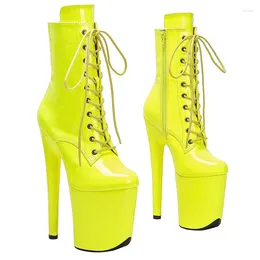 Dance Shoes Leecabe 20CM/8inch Yellow Patent PU Upper High Heel Platform Pole Boot