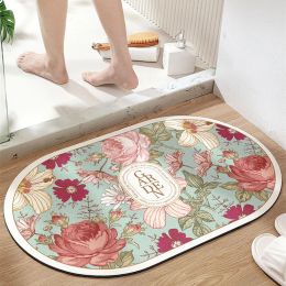 Mats Home Tech Velvet Super Water Absorbent Bathroom Mat Soft Thicken Nonslip Tub Carpet Flower Easy To Clean Quick Drying Bath Rug