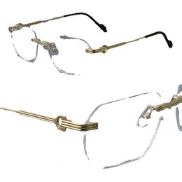 Son moda erkekler çerçeveler güneşlik gözlükleri 0271s baş kompozit metal rimless optik çerçeve klasik dikdörtgen kare altın gözlükler kadın gözlükleri