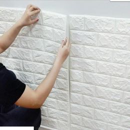 Wallpapers PVC Home Decor 3D Wall Panels Foam Brick Pattern Peel And Stick Wallpaper 70cmX1m Waterproof Stickers Self Adhesive