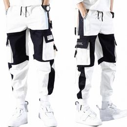 men Cargo Pants With Multi-pocket Deep Crotch Buckle Decor Loose Fit Hip Hop Pants Streetwear Spring Loose Lg Trousers for Men r2BA#