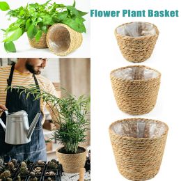 Planters Straw Weaving Flower Plant Pot Wicker Basket Rattan Hanging Flowerpot Flowerpot Dirty Clothes Basket Storage Basket Garden