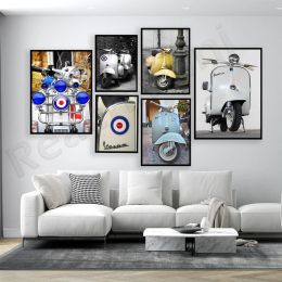 Calligraphy Mods Italy Vespa Scooter Man Cave Nordic Painting Posters and Prints Canvas Wall Art Picture Home Living Room Decor