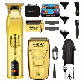 Men's USB Rechargeable Clippers with LED Display Electric Cutting Trimmer Set for Beard and Hair