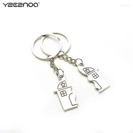 Keychains 1pair Couple I LOVE YOU Lovers Keychain Warm House Type Key Chain Souvenirs Valentine's Day Gift Built With Home