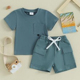 Clothing Sets SUNSIOM 0-3 Years Baby Boys Clothes Set Short Sleeve Crew Neck T-shirt With Elastic Waist Shorts 2Pcs Summer Outfit