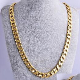 Chains Real 18K Yellow Gold Filled Mens Necklace 23 6 Chain Set Birthday Gift277Q Drop Delivery Jewellery Necklaces Pendants Otfyi
