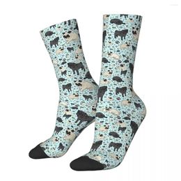 Men's Socks Male Men Crazy Pugs In Blue Sock Polyester Graphic Women's Spring Summer Autumn Winter