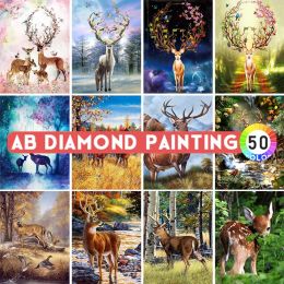 Number Ab Drills Diamond Painting 5d Diy Sika Deer Rhinestone Embroidery Square/round Animal Embroidery Mosaic Home Decoration Gifts