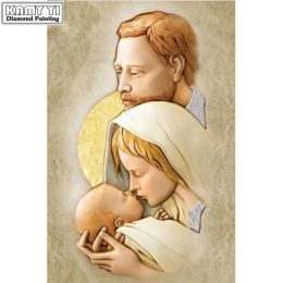 Stitch Diy Diamond Painting Religious Holy Family Icon Home Decoration 5D Full Round Diamond Embroidery Of Painting Rhinestone XY25