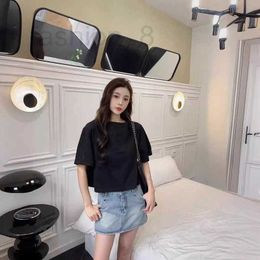 Women's T-Shirt Designer 2024 Summer New 3D Letter Korean Edition Western Style Loose and Fashionable Age Reducing Short Top with Navel Exposed for Women BL0R