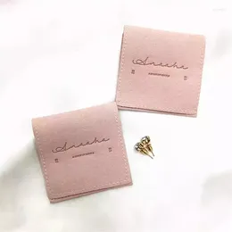 Gift Wrap Custom 6 Cm Pink Comfortable Feeling Logo Microfiber Envelop Jewelry Packaging Pouch Birthday Wedding Engagement