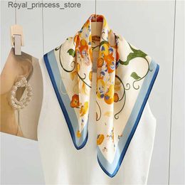 Scarves 100% Natural Silk Scarf Womens Printed Bufanda Mujer Real Silk Headband 65x65cm Bandanas Silk Scarf Square Neck Card Packaging Q240326