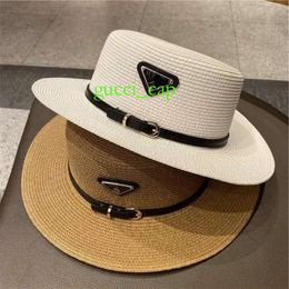 Wide Brim Bucket Hats Summer Panama Designer Style Letter Hats Strips Hand-woven Ladies Straw Hat