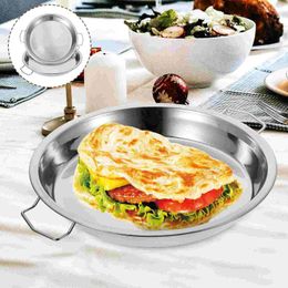 Double Boilers 2 Pcs Plate Kitchen Dish Rice Cooker Stainless Steel Cooking Utensil With Handle Cold Noodle