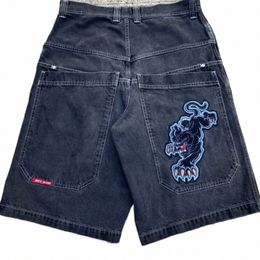 Jnco Y2k Pantaloncini Harajuku Hip Hop Carto Stampa grafica Gothic Baggy Denim Pantaloncini da palestra Uomo Donna New Punk Rock Pantaloncini da basket L1aY #