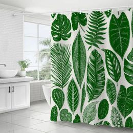 Shower Curtains Standard Size Curtain Elegant Quick-drying Plants Print With Hooks For Bathroom Decor Waterproof Exquisite