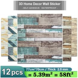 Stickers 5/10/12PCS Wall Stickers Paper thick 2.5mm New 3D Retro Wallpapers Home Decor at Living Room Kitchen Office TV Backdrop Bedroom