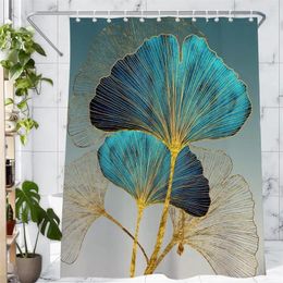 Shower Curtains Fashion Curtain Modern Green Plant Ginkgo Pattern Waterproof With Hook Fabric Bathroom Decoration Special