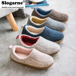 Slippers Women Men Winter Home Cotton Shoes House For Couples Lovers With Plush Warm Antiskid TPR Sole