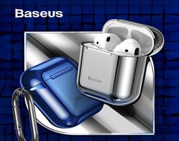 Baseus Glossy Shining Plating Case for AirPods 2 1 Portable Earphone Protect Case for air pods 2019 with Antilost Sport Hook4865423