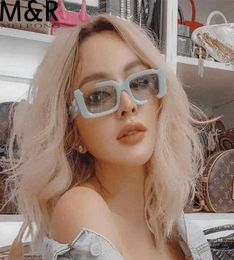 Sunglasses Hiphop Square Sunglasses Women Men Off Notch Hole Design White Sun Glasses Blue Ladies Vintage Shados Eyewear UV400 L24828422