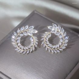 Stud Earrings Korea's Design Fashion Jewellery Luxury Zircon Leaf Irregular Elegant Women's Party Accessories