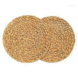 Mats Pads Table 2 Pack Round Water Hyacinth Placemat Quality Woven Wicker Place 38Cm Drop Delivery Home Garden Kitchen Dining Bar Deco Otfpv