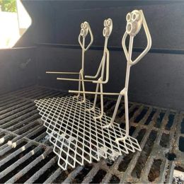 Forks Portable BBQ Stainless Steel Barbecue Rack Funny Boy Hot Dog Sausage Stand Holder Grill Shape Roaster Rack Stand BBQ Tool