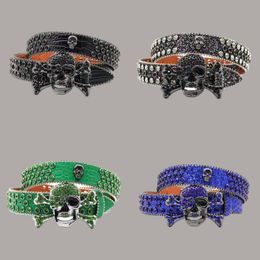 Women belts designer length 100-125cm unique cinturon waistband skull needle buckle metal colorful diamonds bb simon belts big rhinestones hj083 C4